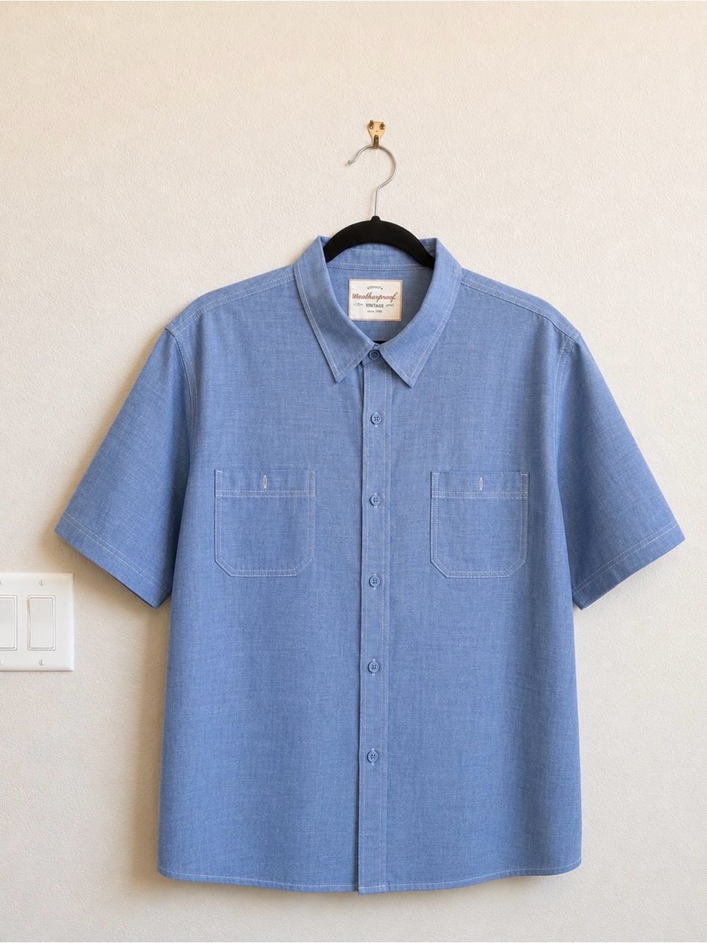 EUC Weatherproof Light Blue Short-Sleeve Button Down Shirt